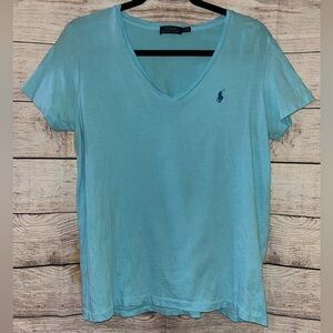 🤎3/$10 Ralph Lauren Women's Light Blue V-Neck Tee